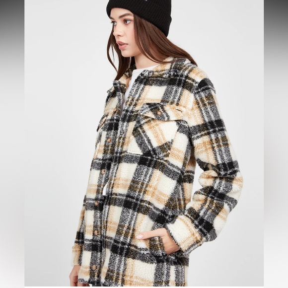 Volcom Silent Sherpa Flannel Plaid Jacket Coat Small - Picture 2 of 6